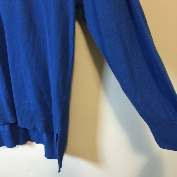 Lord & Taylor Long True Blue V-Neck High Low Knit Sweater - Picture 5 of 15